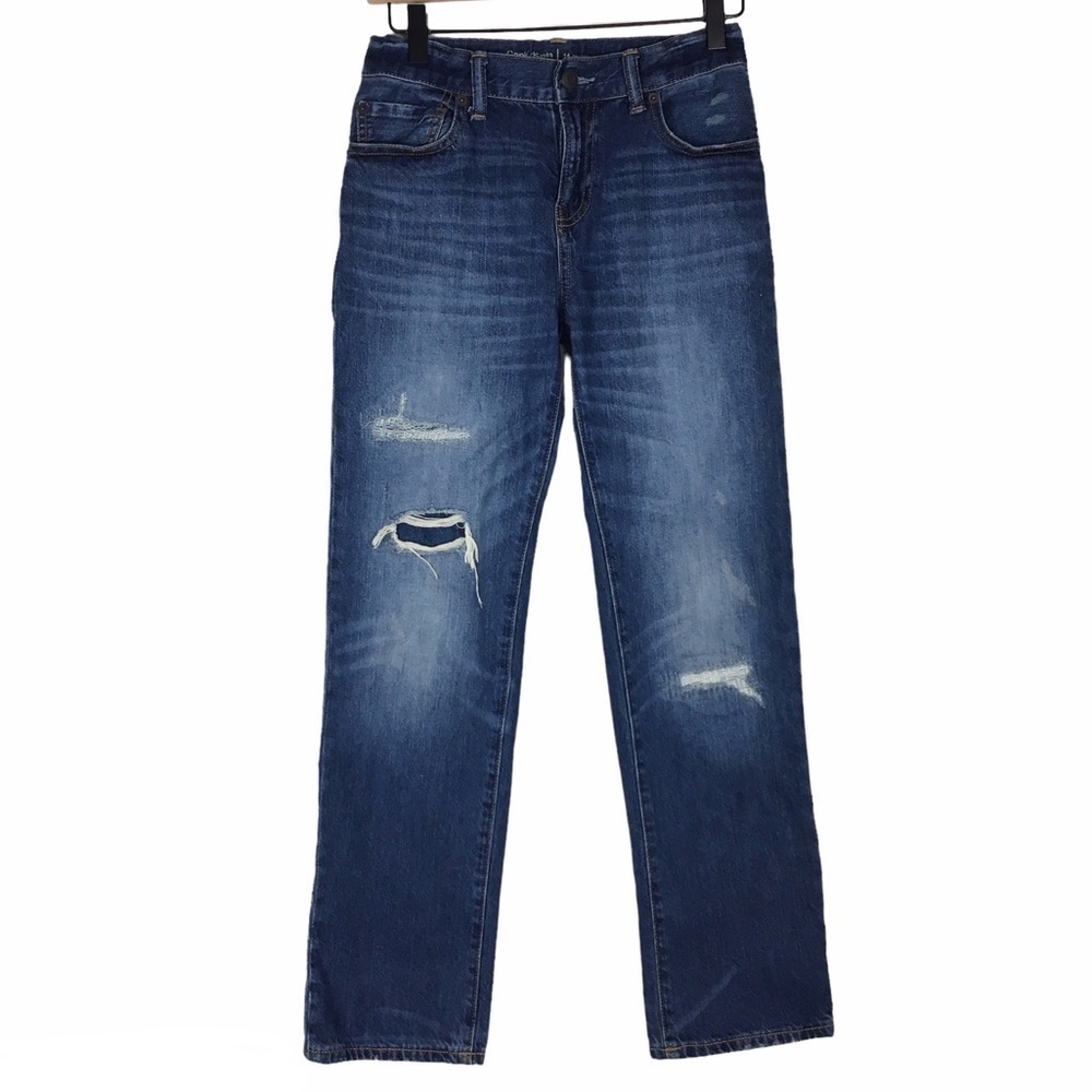 GAP Kids Jeans Original Straight Leg Distressed 100% Cotton Denim 14 Regular